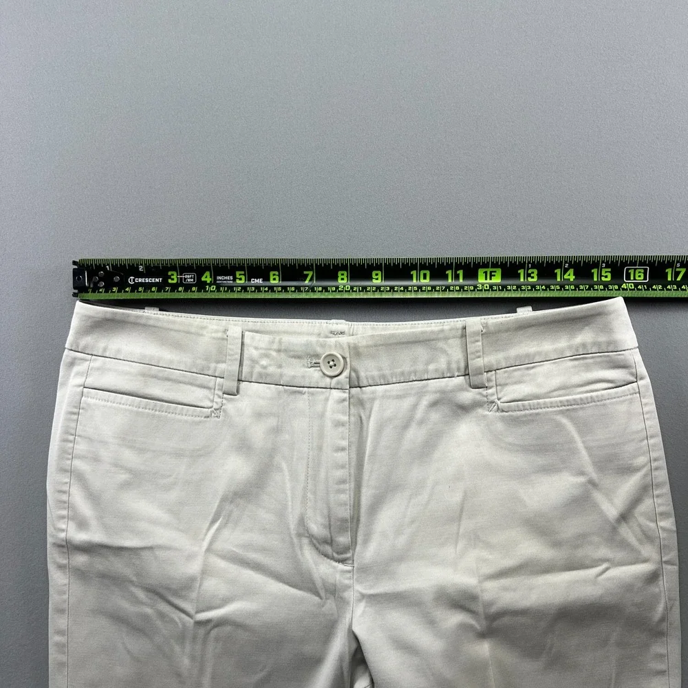 Talbots Perfect Skimmer Pants Womens 8 Petite White Cotton Stretch Side Slit